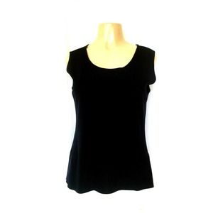 Exclusively Misook Tank Top Blouse Shirt Sleeveless Scoop Neck Black Kni…
